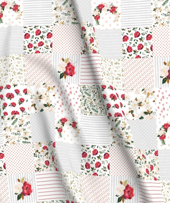'Rose Garden' Patchwork Minky Panel 140cm x 90cm
