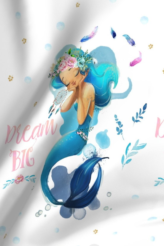 'Dream Big Mermaid 'Minky Panel 75cm x 45cm