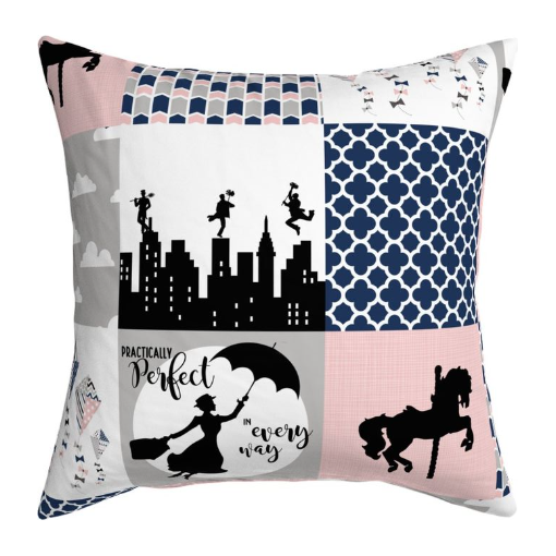 'Practically Perfect ' Patchwork Minky Panel 1.3m x 85cm wof