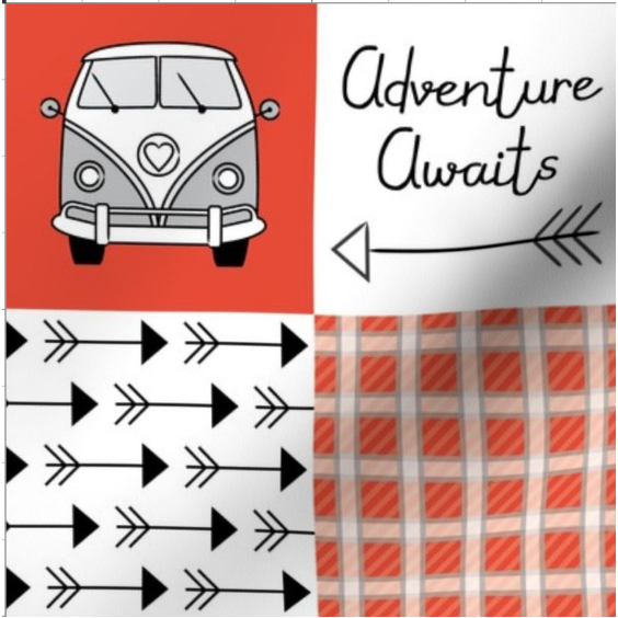 'Combi Road Trip ' Minky Piece 135cm wof x 70cm