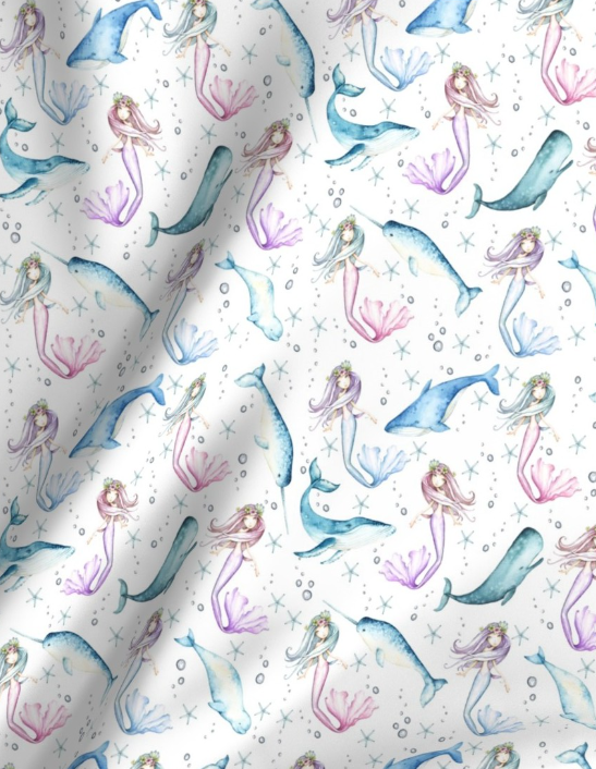 'My Narwhale ' Minky Panel 135cm x 80cm