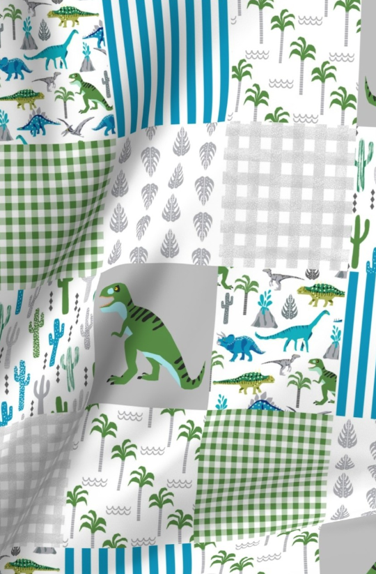'Dino Roar ' Patchwork Minky Panel 140cm x 90cm wof