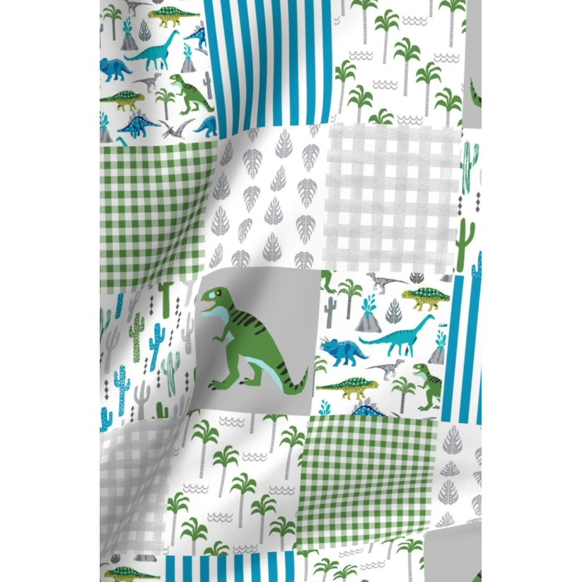 'Dino Roar ' Patchwork Minky Panel 140cm x 90cm wof