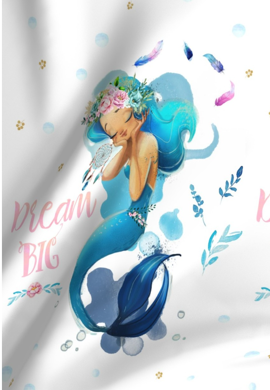 'Dream Big Mermaid 'Minky Panel 75cm x 45cm