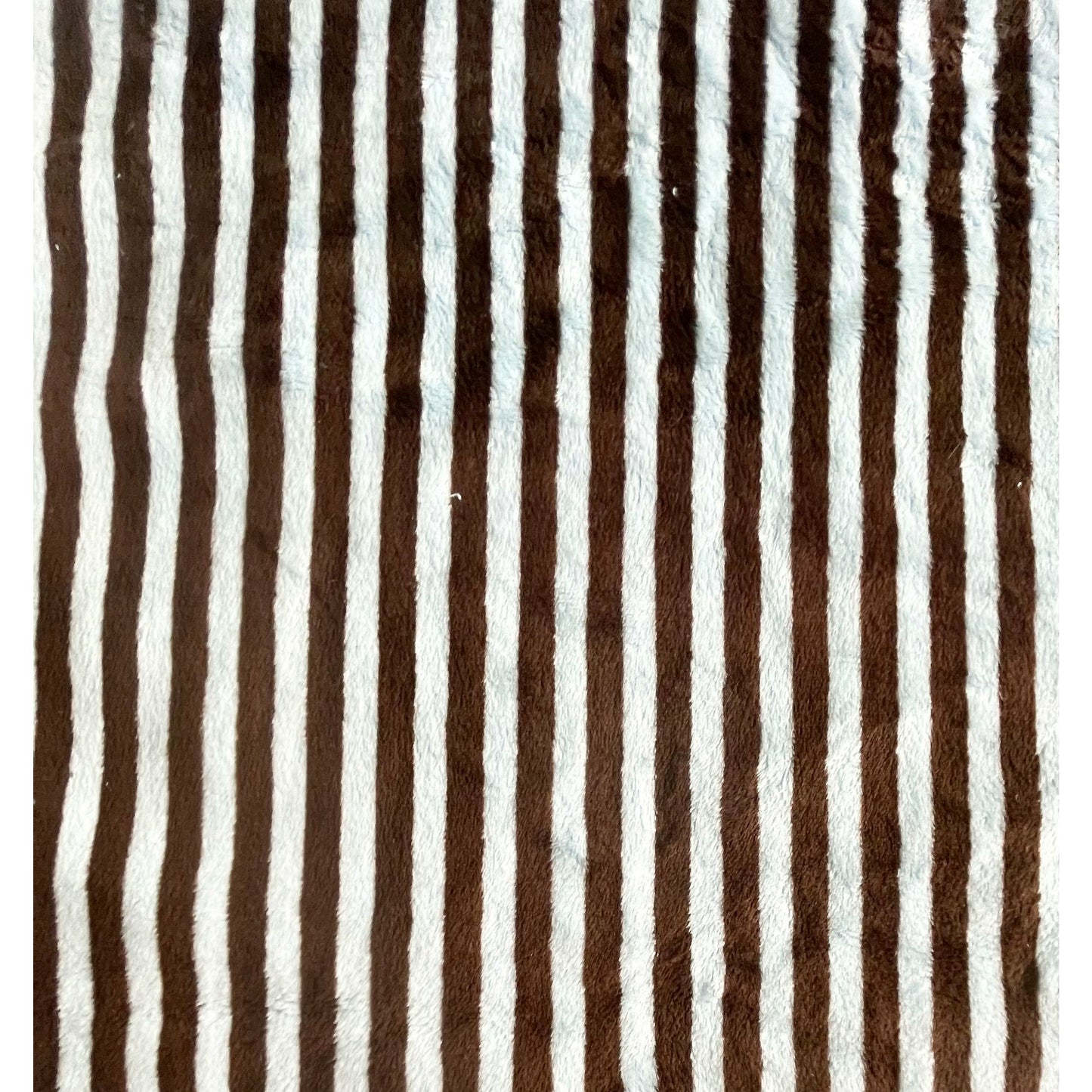 OFFCUT 40 x 150cm Baby Blue / Choc ''Stripey'' 290GSM Minky per metre