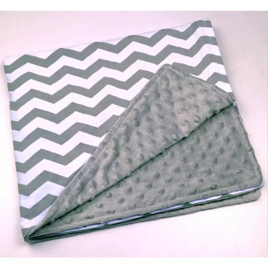 OFFCUT 65 x 70cm silver /white chevron 290GSM Minky per metre