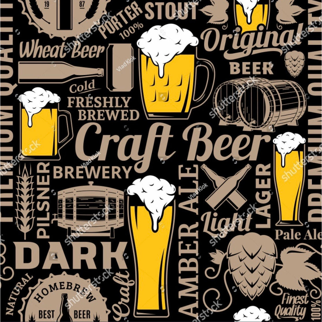 ‘Beer O’Clock ' 290GSM Minky per metre