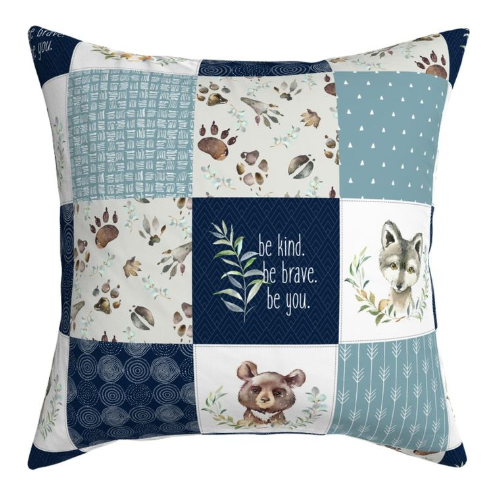 'Be Kind, Be Brave, Be you Woodland' Patchwork Minky Panel  140cm x 90cm