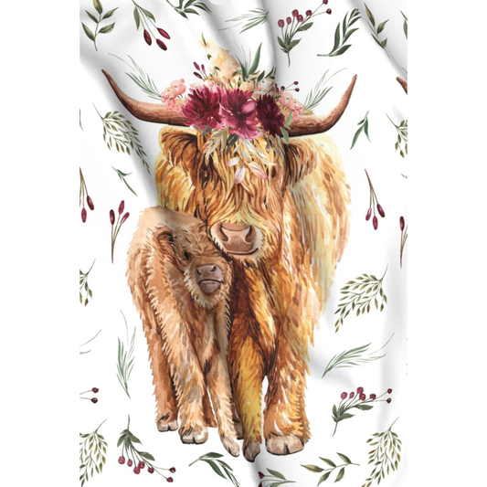 'Mama & Me ' Highland Cow Minky Panel  140cm x 95cm