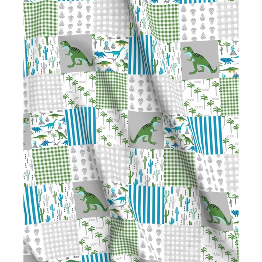 'Dino Roar ' Patchwork Minky Panel   140cm x 90cm wof
