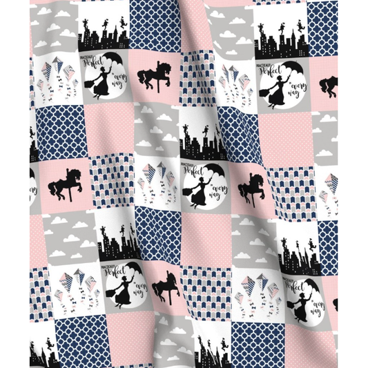 'Practically Perfect ' Patchwork Minky Panel 1.3m x 85cm wof
