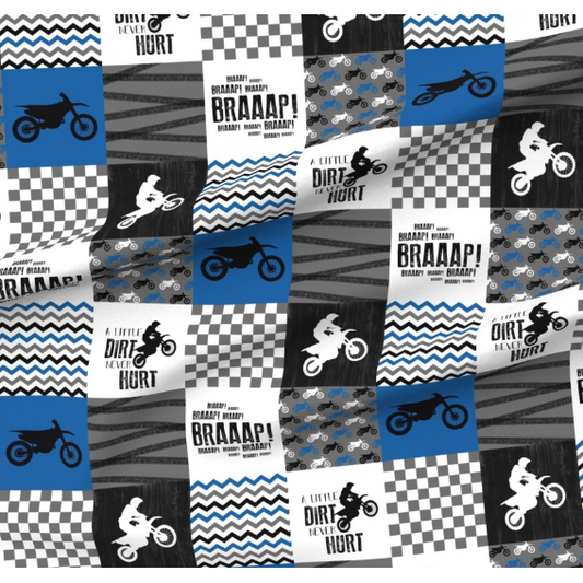 'BRAAAP Motocross '  Minky Panel  135cm x 90cm
