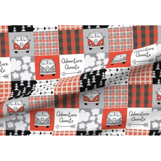 'Combi Road Trip '  Minky Piece  135cm wof  x 70cm