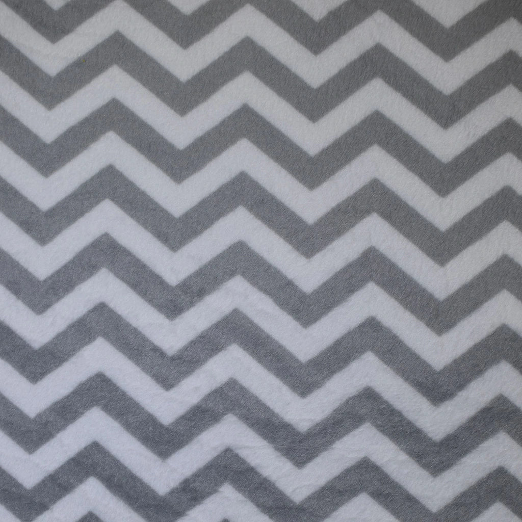 OFFCUT 65 x 70cm silver /white chevron  290GSM Minky per metre