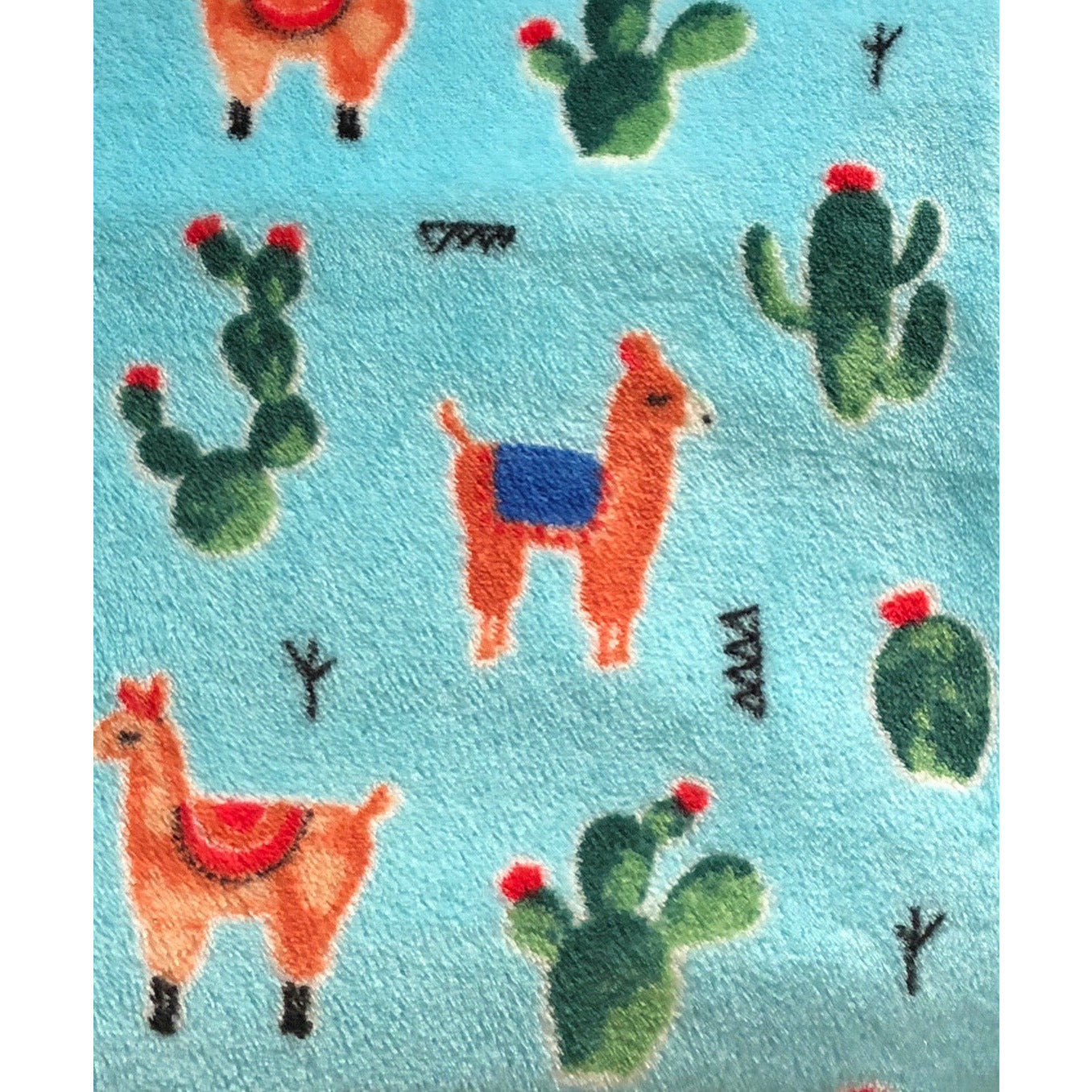 OFFCUT  MINKY FABRIC - Spa Cuddle Aqua Llamas 1m